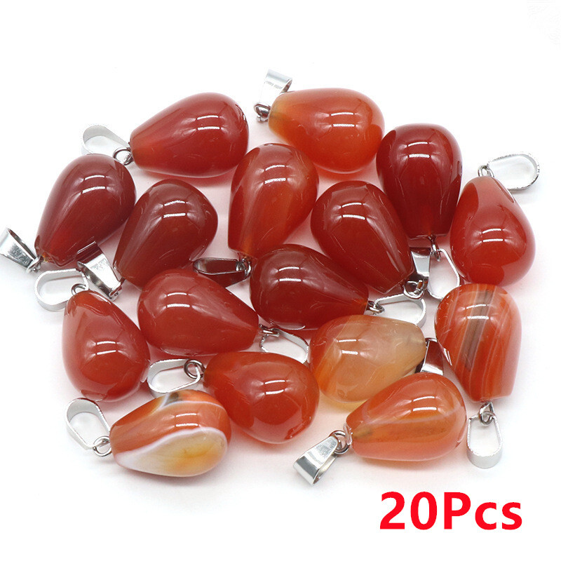 20Pcs 20x13mm Red Agate Reiki Healing Teardrop Pendant Bead HT1285