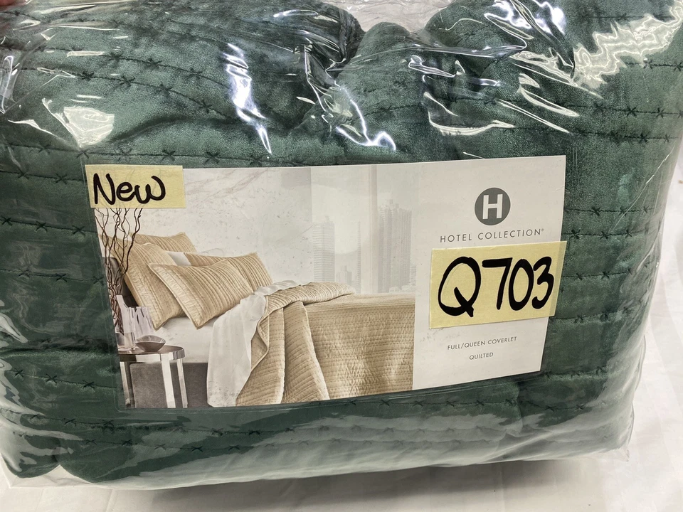 Hotel Collection Terciopelo Completo/Queen Cobertor Esmeralda (Verde) Nuevo Paquete Abierto Foto 2 de 4