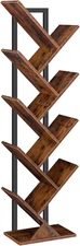 Tree Bookshelf, 9-Tier Bookcase Wooden Shelves, Floor Standing Storage Rack, for