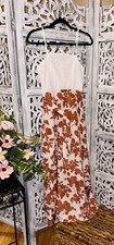 womens white rust floral skirt midi dress small