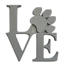 LOVE WORD WITH PAW PRINT TABLE SHELF HOME OR OFFICE DECOR GRAY USA PR4843
