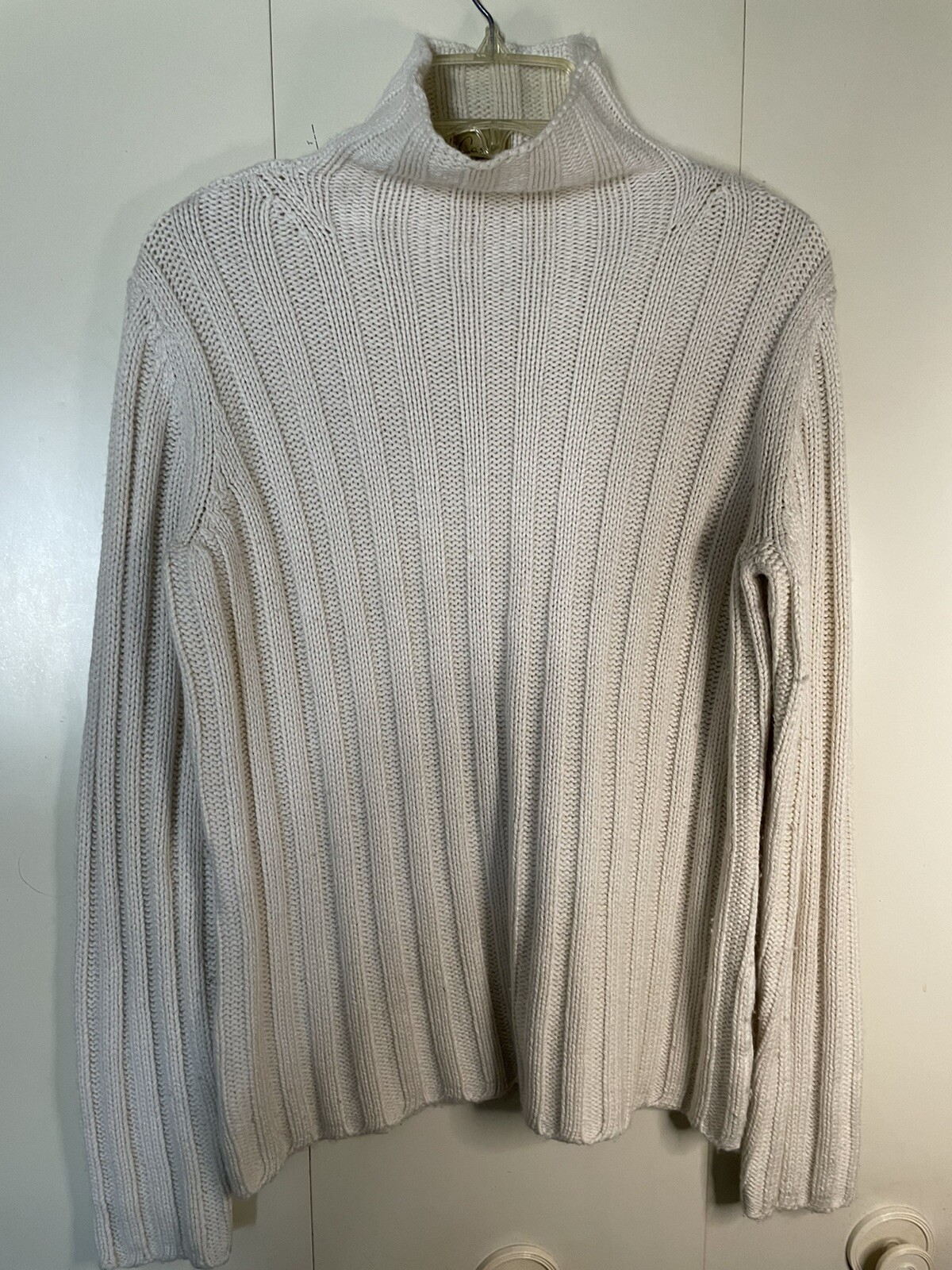 Caslon M B 44” Ivory Turtleneck Sweater Knit Career Wear Silk