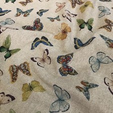 Exotic Butterflies Digital Print Cotton Rich Linen Fabric Curtaining Upholstery