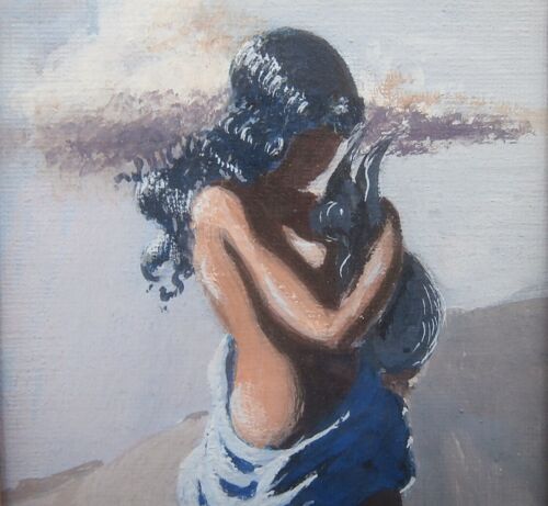 1963 SURREALIST Painting SIGNED Initials MAGIC REALIST Artist WOMAN IN DESERT - Picture 7 of 10