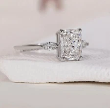 950 Platinum IGI Certified Lab Grown Diamond Wedding Ring 1.15 CT Radiant Cut