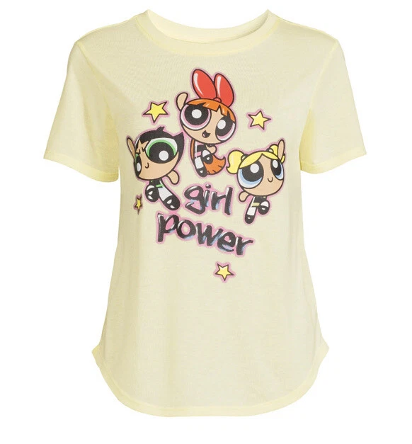 Powerpuff Girls Women s Fit T Shirt Light Yellow Size XL 15 17 New w Tags