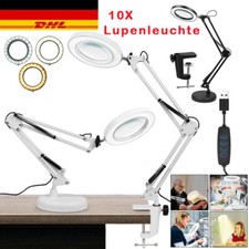 LED Lupenleuchte Arbeitsplatzlampe 10 Dioptrien Lupe Licht mit Klemme & Ständer