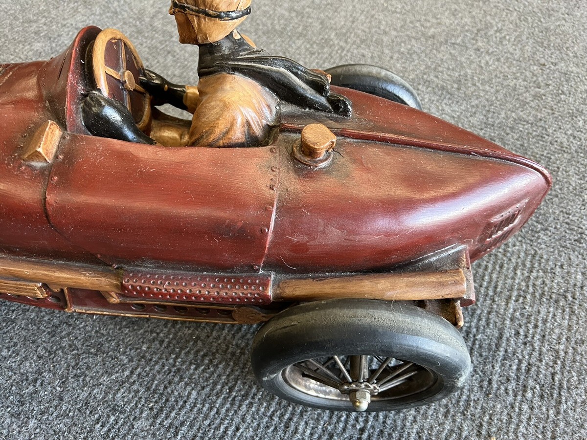 Bugatti 1920s-1930s Style Resin Race Car w/driver Sculpture