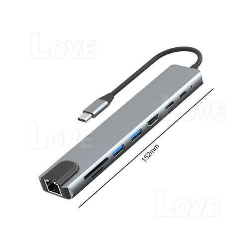 USB C Hub 8 in 1 USB C to HDMI Multiport Dongle Adapter 4K HDMI, 3 USB 3.0 Ports - Picture 9 of 11