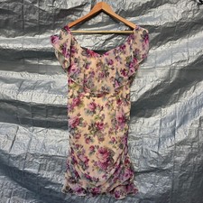 Lipsy London Floral Ruffle Lined Dress – UK 16 - Off Shoulder Vintage Inspired