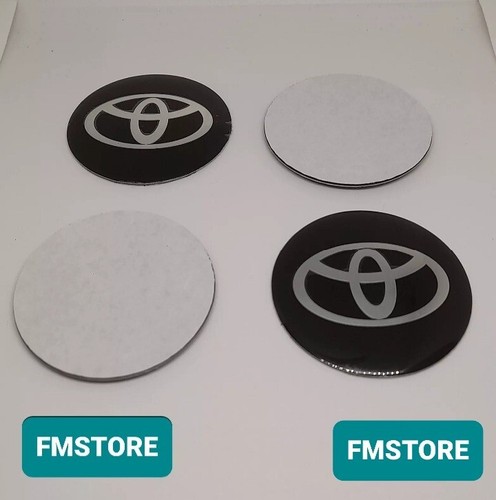 Set 4 Coprimozzo Adesivi Borchie 56 mm Compatibili Toyota Neri Cromati Nuovi - Imagen 3 de 4