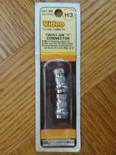 Vintage GC Electronics 2 Pack TV Video Twist On F Connector for 75 Ohm Cable