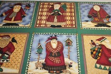 CHRISTMAS SANTA PANEL 100 Cotton Fabric-Quilt-Crafts-Sew- 100