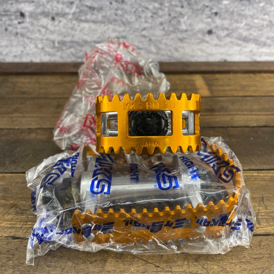 MKS ноги челюсти педали золото BM-10 NOS 9/16 старая школа BMX OG 1980-х Японии BM10 новый - Изображение 3 из 4