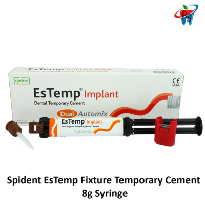 Dental Spident EsTemp Dual Cure Fixture Temporary Resin Cement Automix Syringe