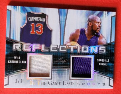 Wilt Chamberlain GAME USED JERSEY CARD #d2/2 SHAQ SHAQUILLE O'NEAL LEAF LAKERS