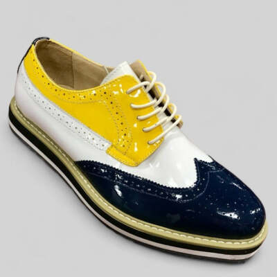 Men's Angelino Yellow | White | Navy Patent Casual Sneakers NWT | eBay