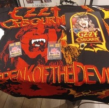 OZZY OSBOURNE SPEAK OF THE DEVIL 8 X 10 SIGNED/ 2 PASSES/ROXX  RARE T SHIRT TAGS