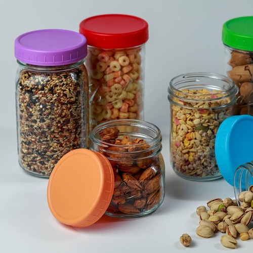 8 Pack Colored Plastic Mason Jar Lids Wide Mouth for Ball,Kerr Leak Proof Lids - Picture 5 of 6