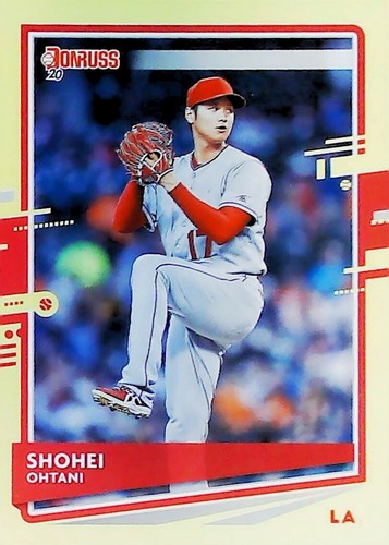2020 PANINI DONRUS #94 SHOHEI OHTANI YELLOW PARALLEL PHOTO VARIATION PITCHING