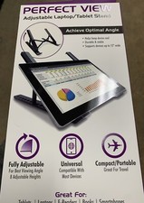 NEW Perfect View Adjustable Laptop and Tablet Stand Folds  Expands for travel
