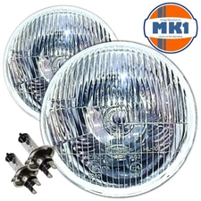 7" DOMED CLASSIC CAR SEALED BEAM HEADLAMPS HEADLIGHTS HALOGEN H4 CONVERSION LHD