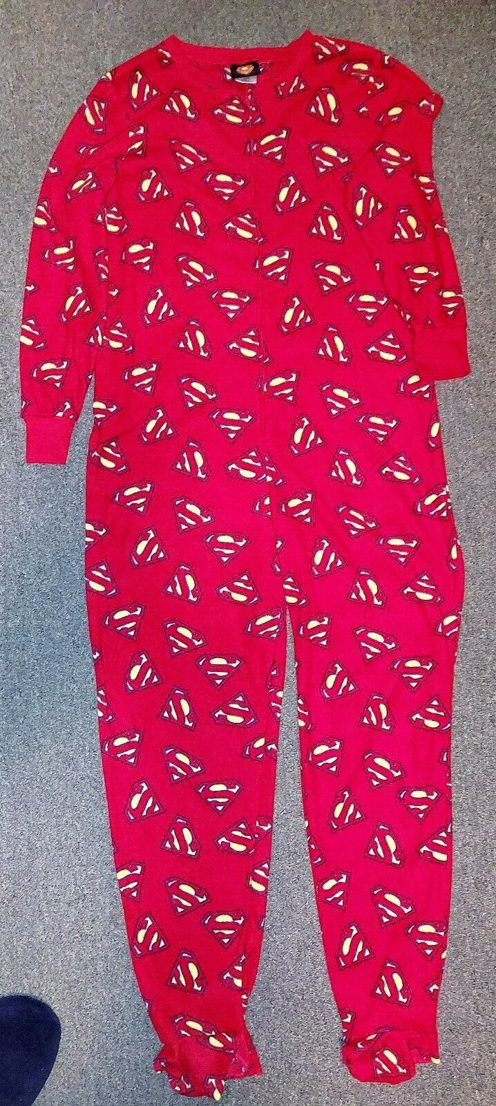 SUPERMAN DC COMICS MENS PAJAMA ONE PIECE ZIP UP FLEEC… Gem