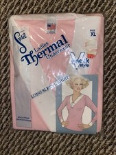 vtg ladies pink thermal underwear long sleeve shirt. xl. nos
