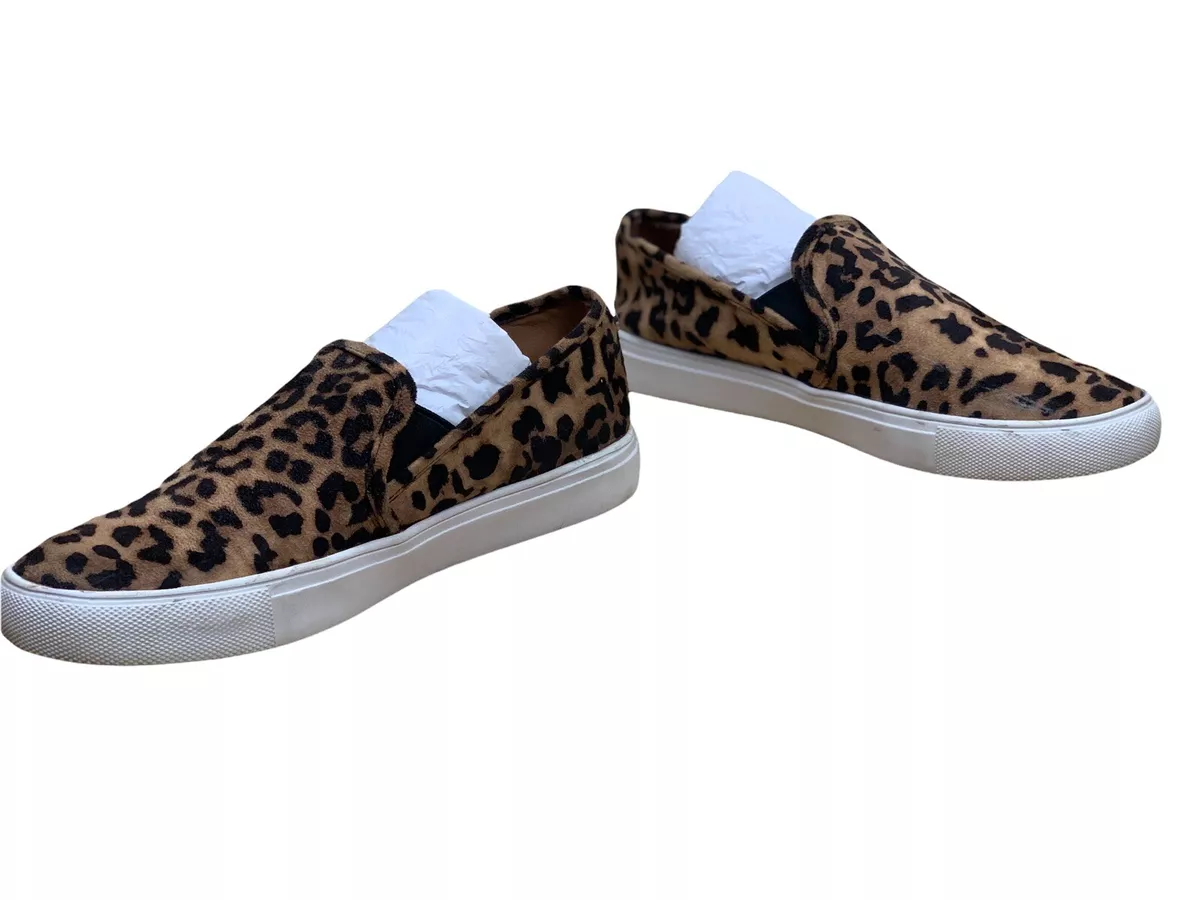 Steve Madden Safary Leopard Slip On Sneakers Animal Print Womens 7.5