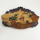 Hand Painted Antique Chinese Scene Decorated Stone Tea Tray Trivet w feet Rare