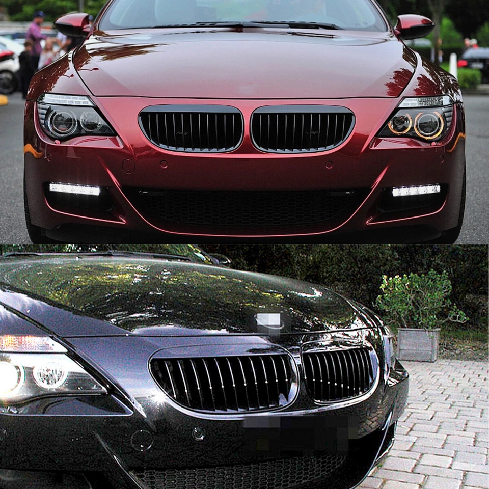 For 2004-2010 BMW E63 E64 M6 645Ci 650i 2D Gloss Black Front Kidney Grill Grille — 第 2/4 张图片