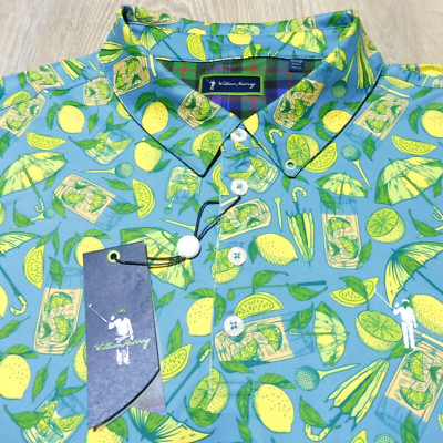 WILLIAM MURRAY Mens 2XL XXL POLO SHIRT LEMON LIFE COCKTAIL VODKA GOLF STRETCH