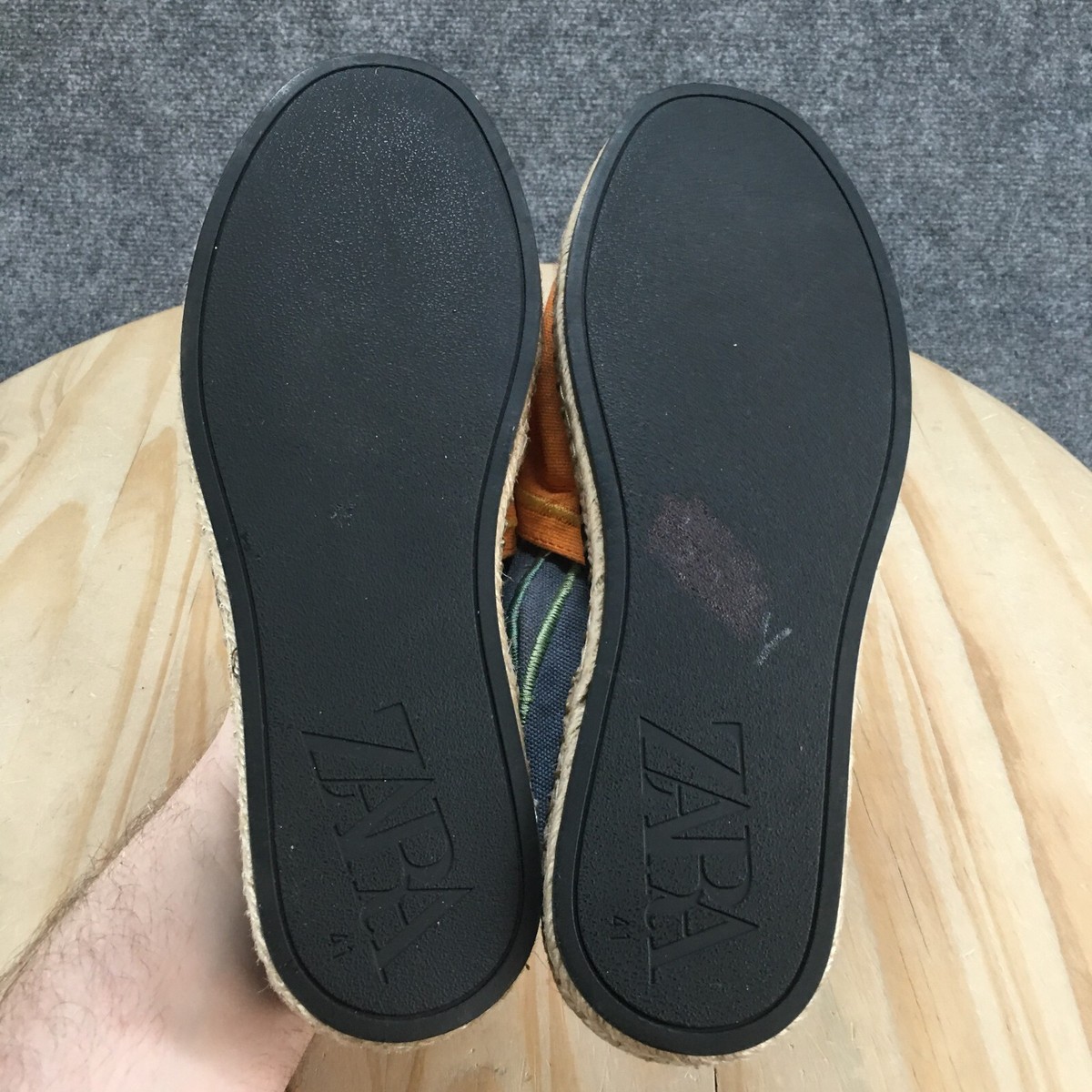 Zara Shoes Mens 41 Espadrille Orange Blue Canvas Slip On  display picture 1