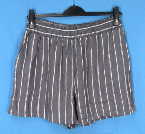 Nwt UNIVERSAL THREAD Gray STRIPED Linen Blend SMOCKED WAIST Pull-On SHORTS Sz L