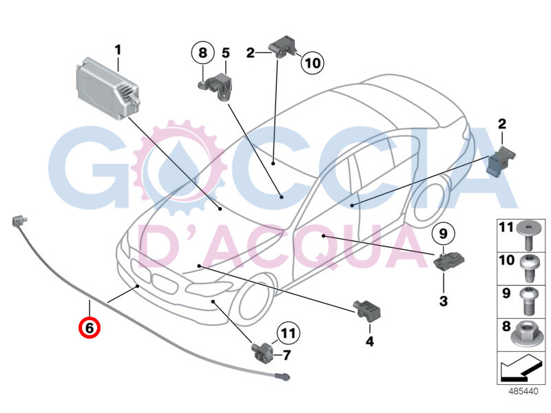 Genuine BMW 5' F10 F11 LCI Front Bumper Sensor Pedestrian
