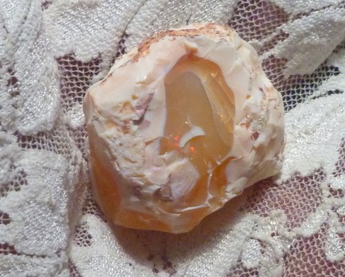 Cabochon opale messicano gelatina opale arancione fuoco 74,25 carati grezzo - Foto 3 di 8