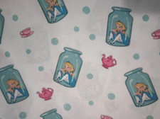 alice in wonderland bottle fun fabric 10 by 10 inch new