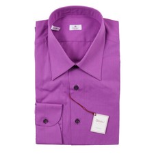 Oriali Firenze Modern-Fit Fuchsia Pink Cotton Dress Shirt 17.5 x 36 NWT