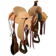 New! 15" Custom HR ROUGH OUT SEAT RIG SADDLE w/ 13 1/2" Gullet 25 1/2" Skirt