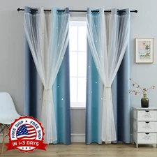 Cortinas Infantiles Para Dormitorio De Niñas, Cortinas De Princesa W52 x L63 NEW