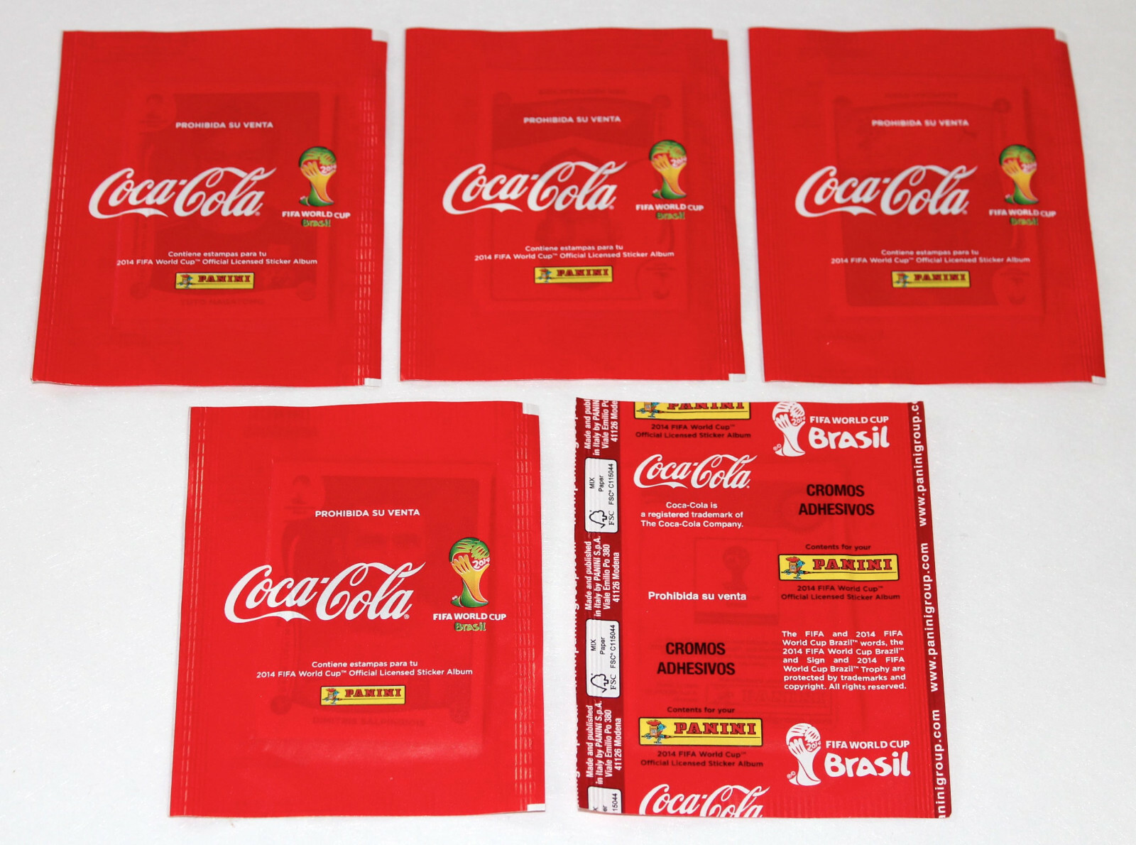 Panini World Cup Brazil 2014 14 – 5 x Packets Coca Cola Mexico Extra Sticker