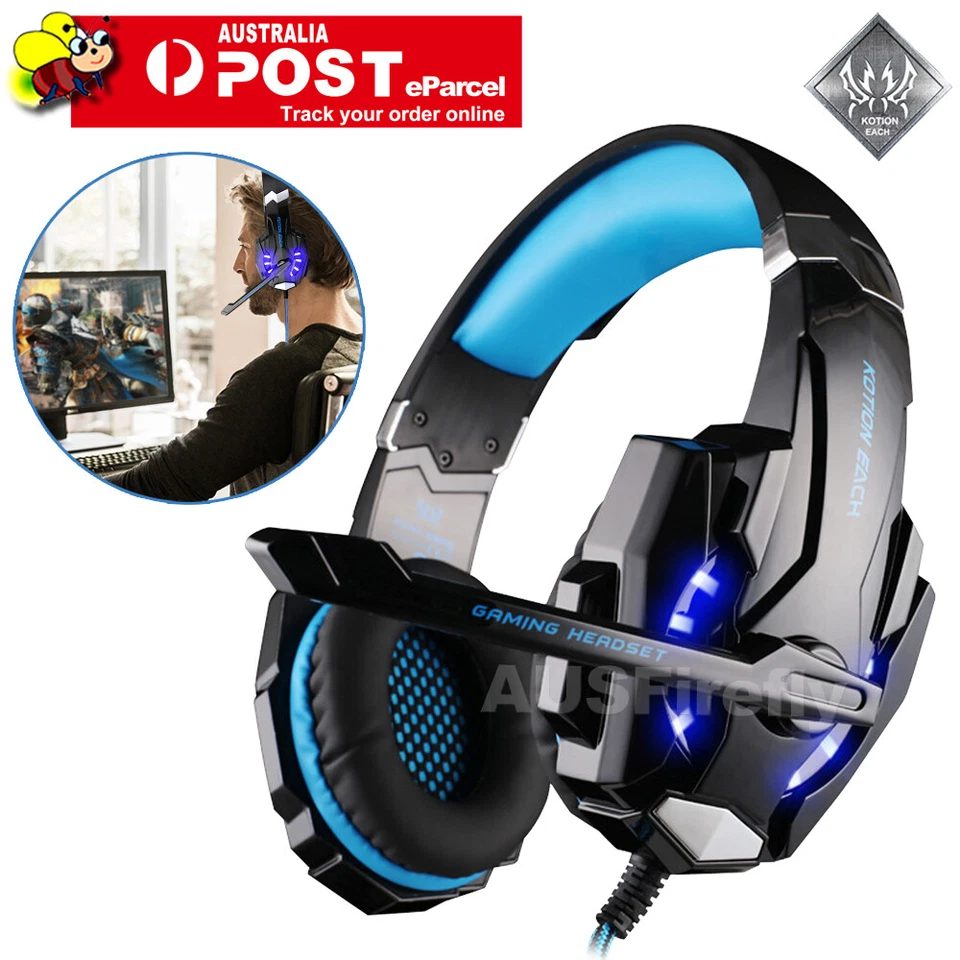 EACH 3.5mm Gaming Headset MIC LED Headphones G9000 for PC Laptop PS4 Xbox One