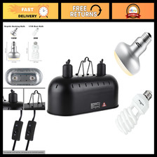 15" Dual Reptile Light Fixture, 150W Heat Lamp  UVB Bulb for Bearded Dragons 