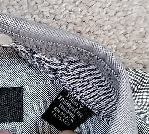 Ted Baker Oxford Shirt Caplet Size 5 XL Gray Button Front Career, Logo - Picture 3 of 9