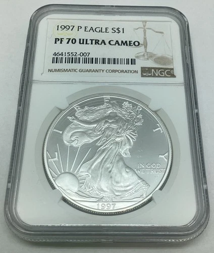 1997 P American Silver Eagle NGC PF 70 Ultra Cameo Brown Label