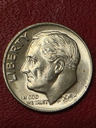 1953-D Roosevelt SILVER Dime  GEM  BU+  FULL TORCH BANDS    GEM BU+  SILVER COIN