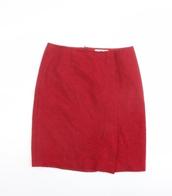Marella Damen rot Wolle A-Linie Rock Größe 10 Reißverschluss