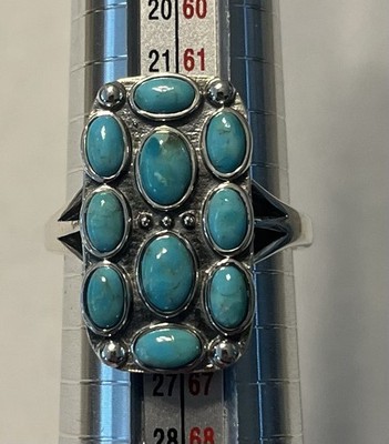 MCGI Sterling Silver 925 Multi Stone Turquoise Statement Ring Size 10.75
