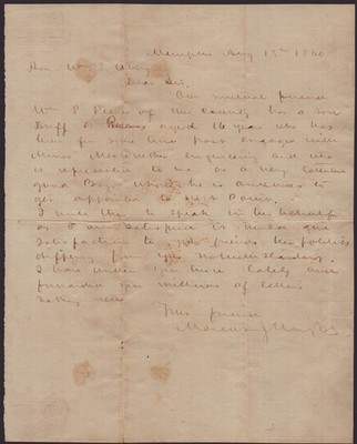 MARCUS J. WRIGHT - AUTOGRAPH LETTER SIGNED 08/13/1860