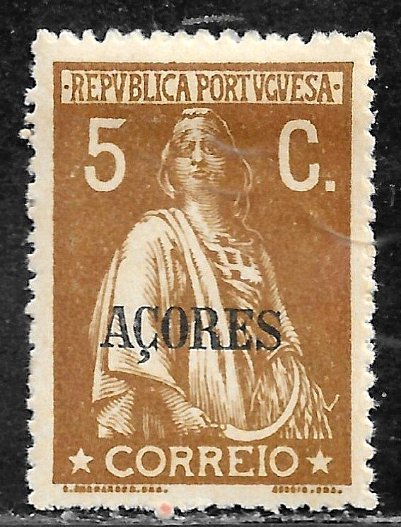 HICK GIRL-  MINT PORTUGAL-AZORES STAMP   SC#170  1918  CERES ISSUE    H383
